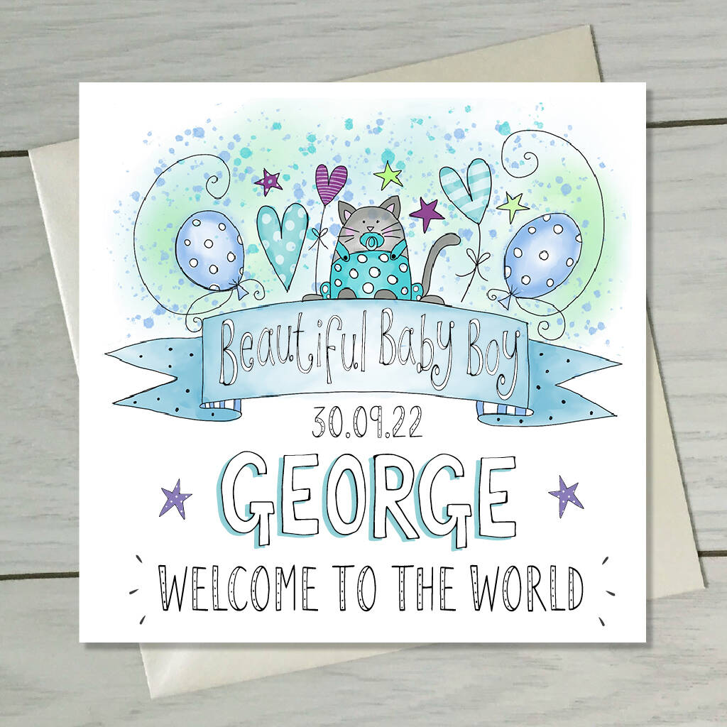 New Baby Boy Personalised Card, 1 of 2