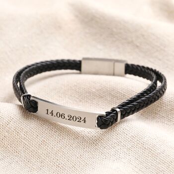 Personalised Men's Double Braided Leather Bracelet, 7 of 11