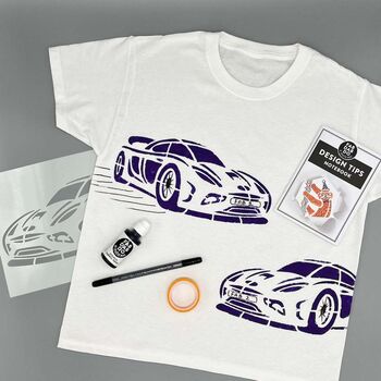 Super Sports Car Kids T Shirt Painting Starter Kit, 3 of 10