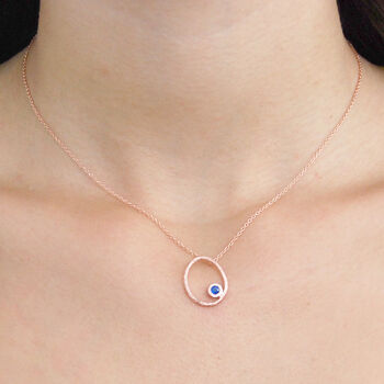 Sapphire September Birthstone Rose Gold Plated Necklace, 5 of 6