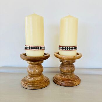 Pair Of Vintage Pillar Candlesticks, 6 of 8
