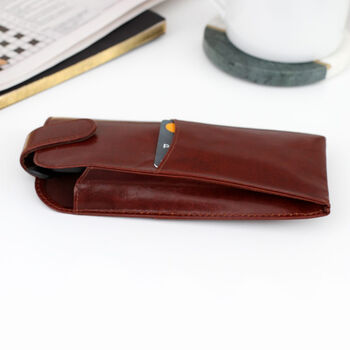 Recycled Personalised Leather Glasses Case With Card Holder, 3 of 3