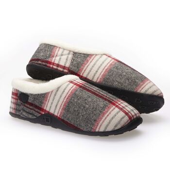 Jack Grey Red Herringbone Mens Slippers/Indoor Shoes, 2 of 8