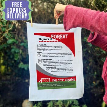 Years Of Being A Red Tea Towel Birthday Gift For Nottingham Forest Fan, 4 of 5
