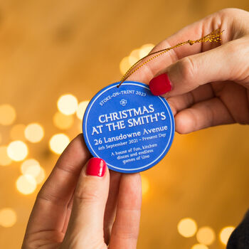 Personalised Blue Plaque Christmas Tree Decoration, 9 of 9