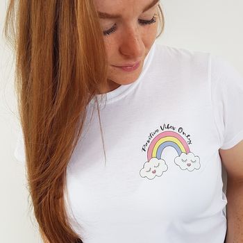 Rainbow Positive Vibes Organic Cotton T Shirt, 3 of 5