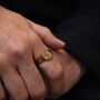 Saint Michael Small Signet Ring Gold Plated Stainless Steel Ring For Men, thumbnail 1 of 12