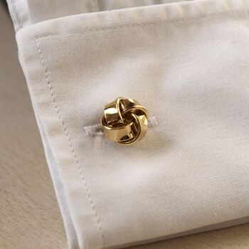 Knot Gold Cufflinks Gift For Men 316 L Stainless Steel Wedding Accessory, 5 of 5