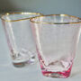 Pair Of Pink And Gold Rimmed Hammered Glasses, thumbnail 3 of 11