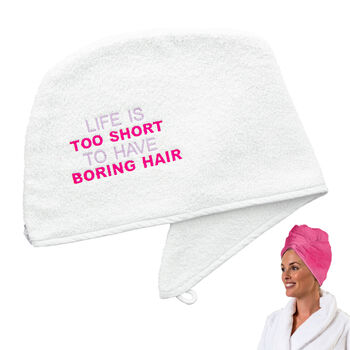 Embroidered Hair Turban Towel With Funny Phrase, 5 of 9