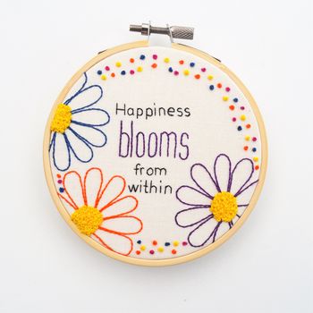 Floral Hand Embroidery Inspirational Hoop Art, 3 of 3