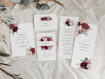 Burgundy Floral Concertina Wedding Invitations, 4 of 4