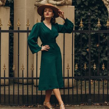 Ava Dress In Windsor Wine Vintage 1940s Style, 2 of 2