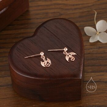Sterling Silver Tiny Dragon Drop Stud Earrings, 3 of 11