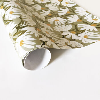 Green Daisy Flower Wrapping Paper Sheet, 2 of 4