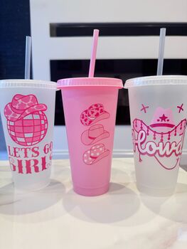 Howdy Cowgirl Plastic Cup With Straw, 2 of 2
