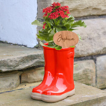Personalised Red Welly Boots Planter Gift, 3 of 11