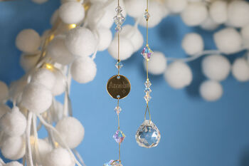 Personalised Rainbow Crystal Charm With Engraved Disc, 7 of 9