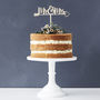 Romantic Mr And Mrs Heart Arrow Wooden Cake Topper, thumbnail 2 of 3