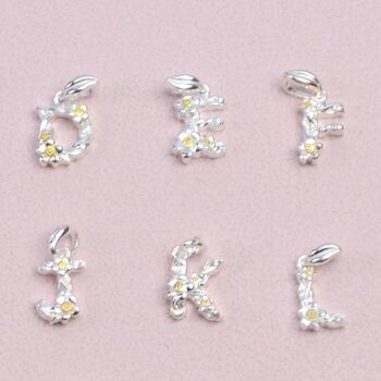 Sterling Silver Flower Initial Letter Charm For Jewellery Making, 7 of 10