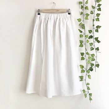 100% Linen Midi Skirt, White Linen Skirt, 2 of 4