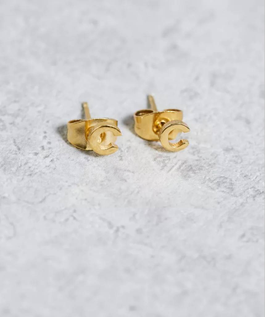 gold little letter alphabet earrings by whistle + bango ...