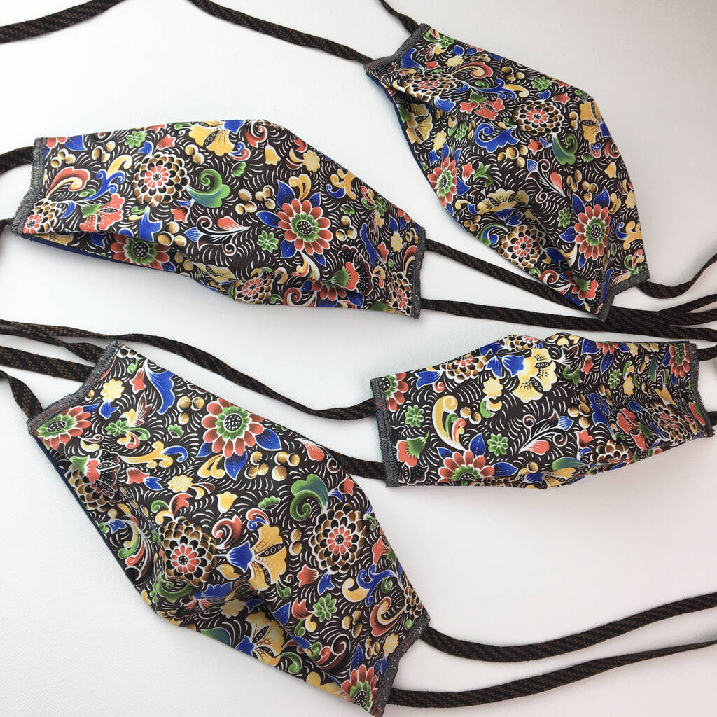 Vintage Floral Print Reusable Face Mask Four Layers, 1 of 7