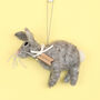 Personalised Felt Grey Bunny Decoration, thumbnail 1 of 4