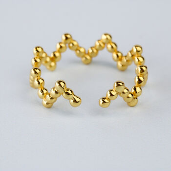 Gold Colour Sterling Silver Zig Zag Ring, 3 of 4