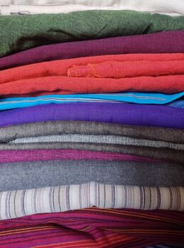 Nepali Cotton Scarf, Blue Stripes, Ethically Handmade, 5 of 6