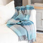 Blue And Grey Check Merino And Cashmere Wool Throw, thumbnail 1 of 4