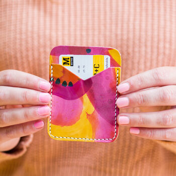 Hand Painted Leather Card Holder Tutti Fruity, 4 of 6