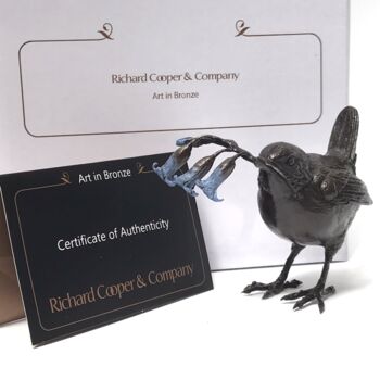 Limited Edition Bronze Wren With Bluebells Figurine, 2 of 6