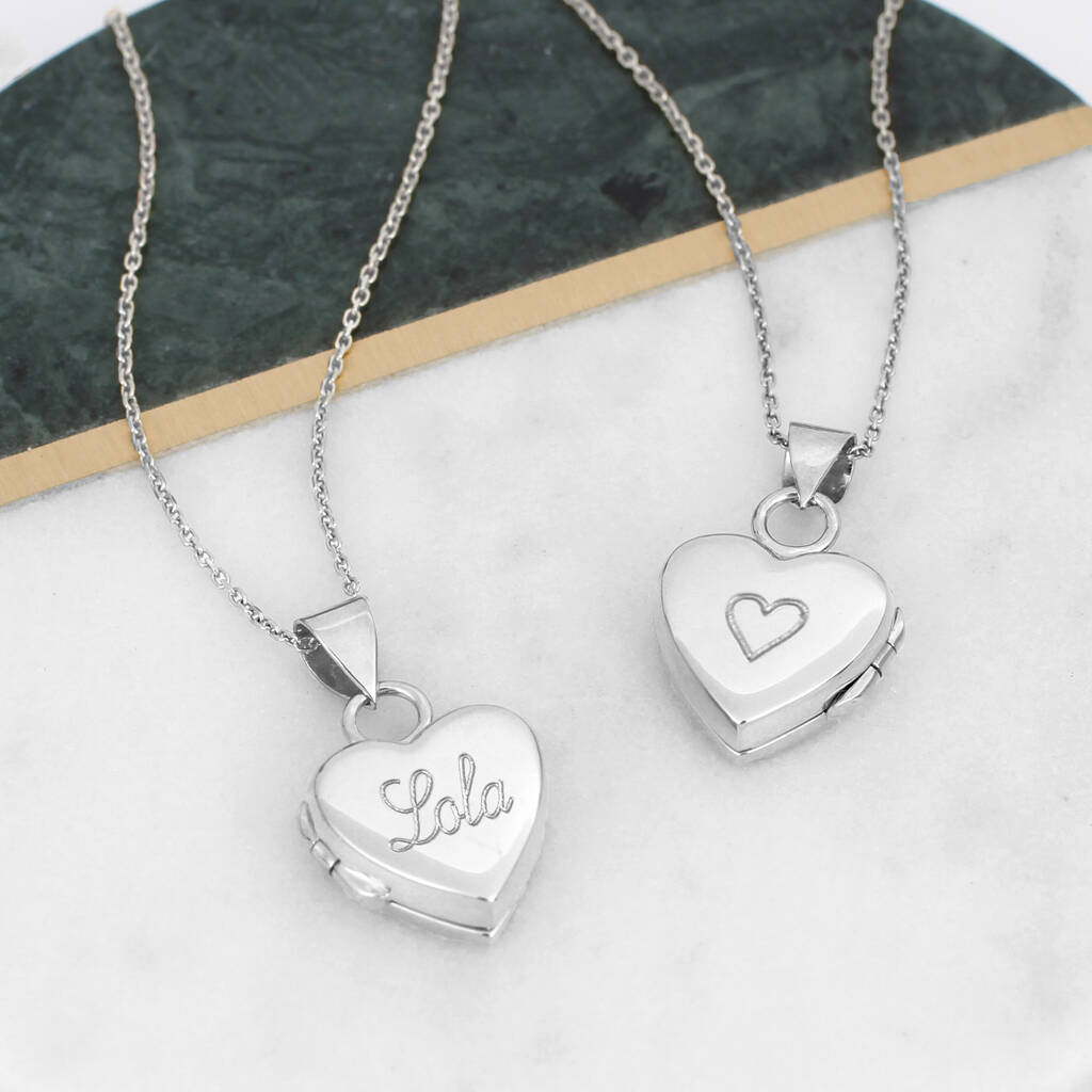 Heart Pendant Silver Polished Heart Locket Pendant Necklace Slot Photo Frame Jewelry Gift for Women Girls 