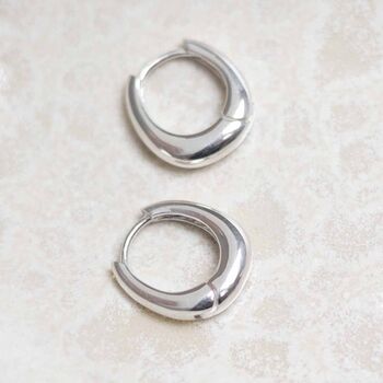 Sterling Silver Oval Huggies, 2 of 6