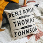Personalised New Baby Modern Cushion, thumbnail 2 of 4