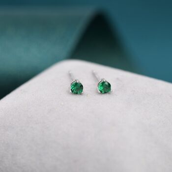 Emerald Green Cz Crystal Stud Earrings, 7 of 12