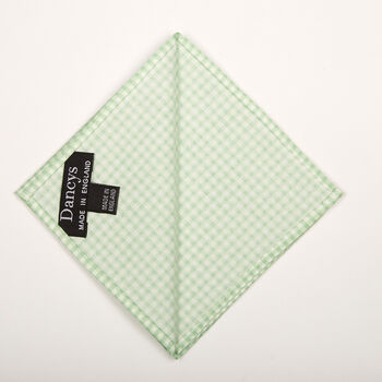 Mens Mint Green Gingham Pocket Square, 7 of 7