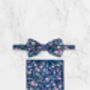 Handmade 100% Cotton Floral Print Tie In Blue And Pink, thumbnail 5 of 7