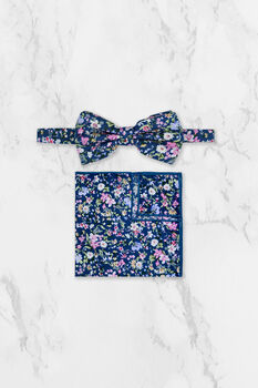 Handmade 100% Cotton Floral Print Tie In Blue And Pink, 5 of 7