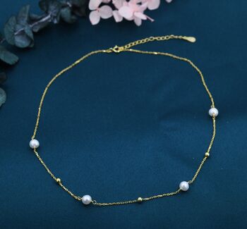 Genuine Pearl Choker Necklace In Sterling Silver, 4 of 12