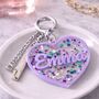 Personalised Heart Acrylic Glitter Key Chain Bag Charm, thumbnail 3 of 5