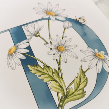D Is For Daisy Coloured Initial Print, 3 of 11