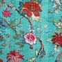 Teal Exotic Flower Print Kantha Throw, thumbnail 5 of 5