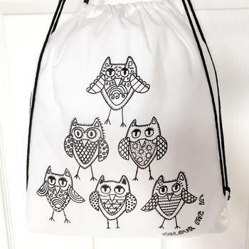 Owl Pyramid Bag To Colour In, 3 of 7