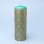 G Decor Morocco Gold Brass Emerald Green Pillar Candle, thumbnail 6 of 7