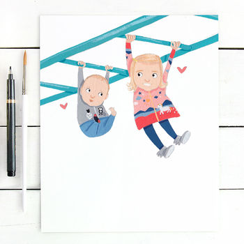 Hand Painted Personalised Monkey Bar Portrait, 2 of 3