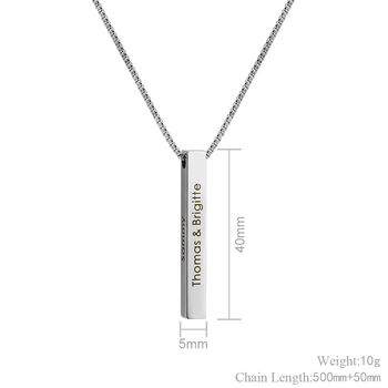 Personalised Laser Engraved 3D Rectangle Bar Necklace, 3 of 9