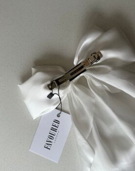 Classic Oversized White Silk Hair Bow, 2 of 2