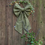 Extra Large Olive Green Christmas Bow In Natural Fabric, thumbnail 1 of 3